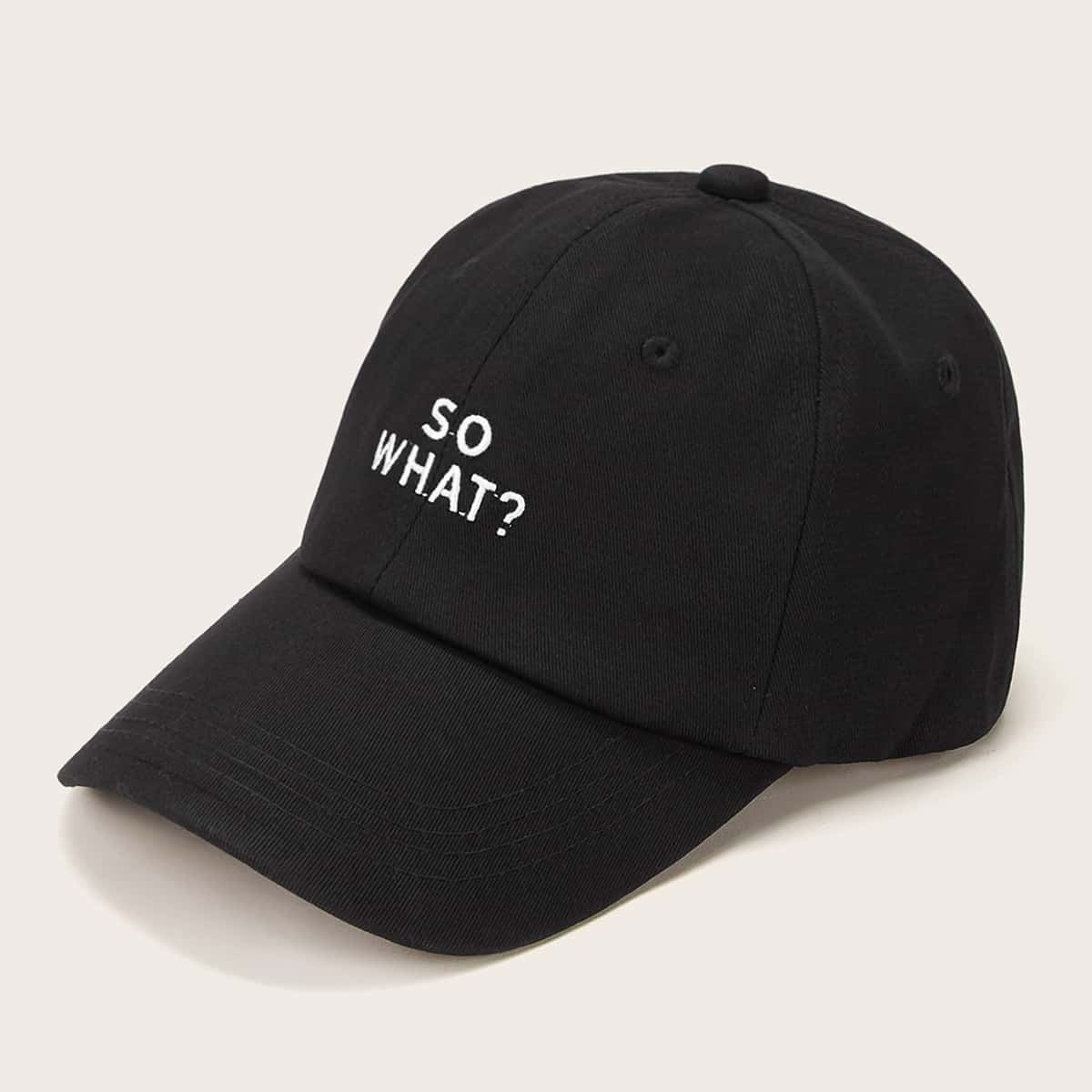 

Letter Embroidery Baseball Cap, Black
