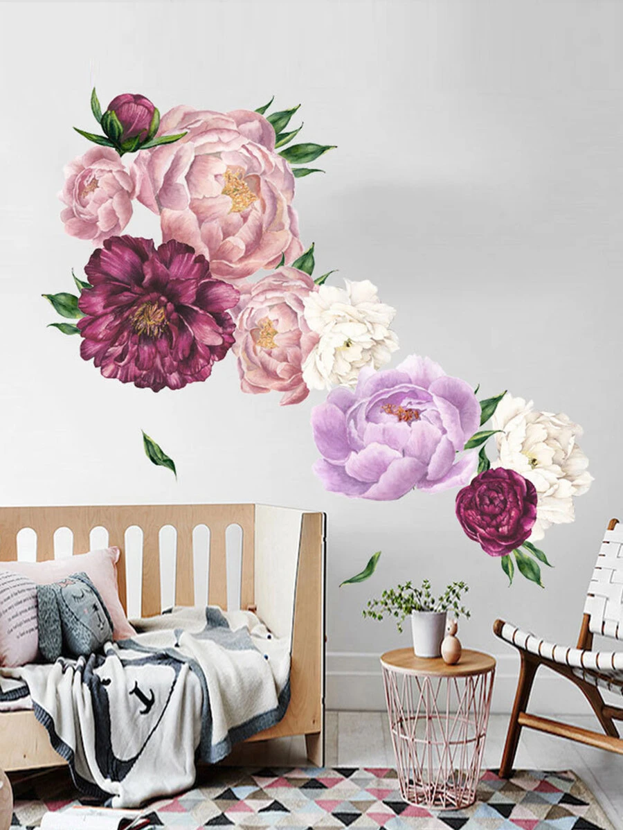 Flower Print Wall Sticker - Multicolor - View 1