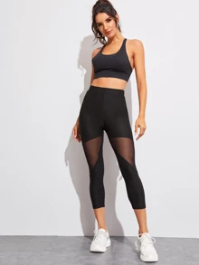Muchica Mesh Insert Leggings - Black - View 3