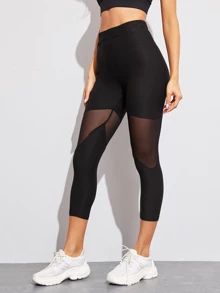 Muchica Mesh Insert Leggings - Black - View 4