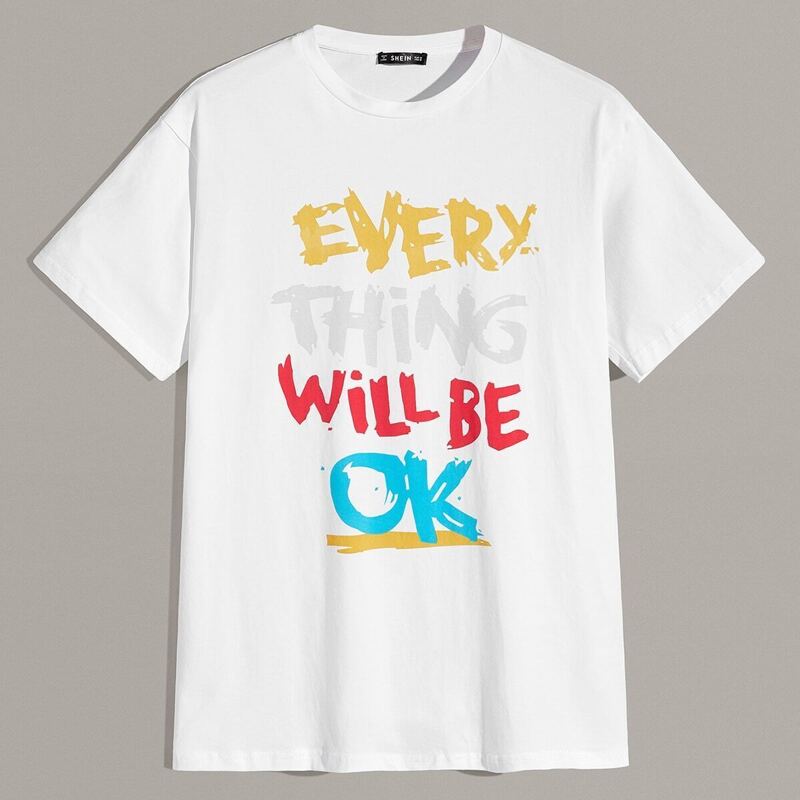 

Guys Slogan Print Top, White