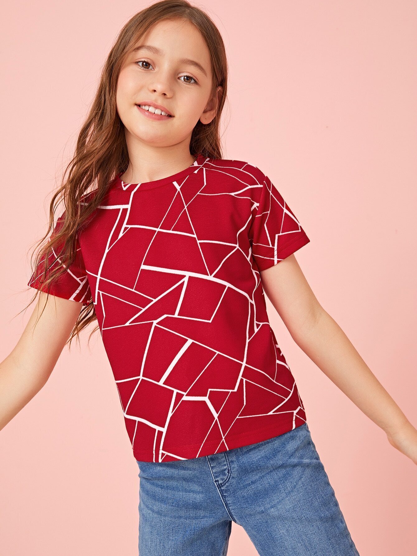 girls geo print top