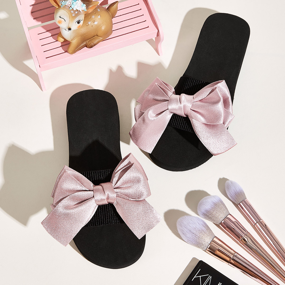 Image of Bow Decor Open Toe Sliders