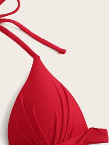 Swim Vcay 夏日海滩露背三角泳衣 - 紅色 - 查看 4