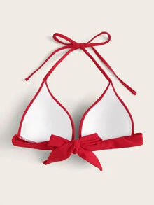 Swim Vcay 夏日海滩露背三角泳衣 - 紅色 - 查看 2