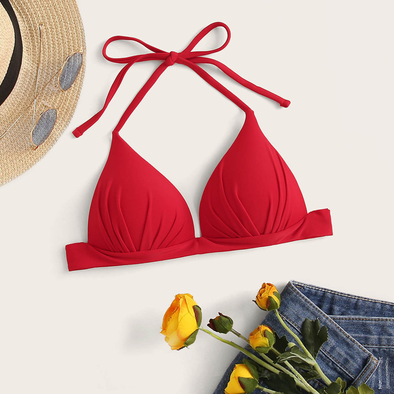 

Halter Triangle Swimming Top, Red bright