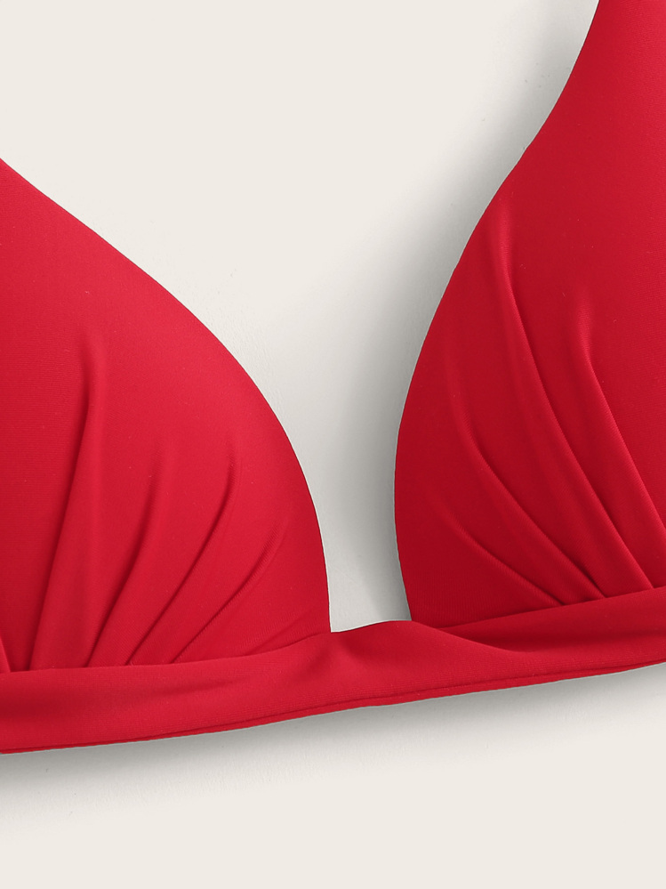 Swim Vcay 夏日海滩露背三角泳衣 - 紅色 - 查看 5