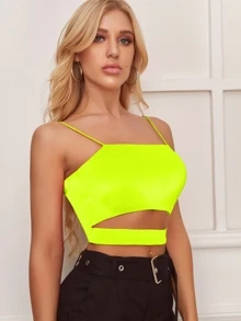 SHEIN Allurite Blusa corta de mujer con recorte - Amarillo - Ver 5