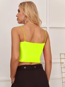 SHEIN Allurite Blusa corta de mujer con recorte - Amarillo - Ver 2