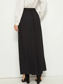 Modelyn Elastic Waist Tie Front Super Palazzo Pants - Black - View 2