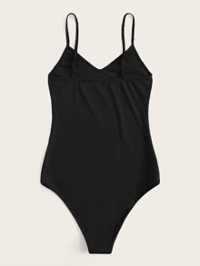 SHEIN Essnce bodysuits màu trơn màu đen Casual - màu đen - Xem 2