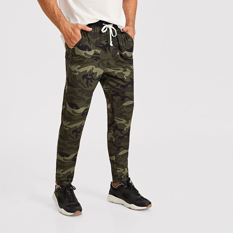 

Guys Drawstring Waist Slant Pocket Camo Pants, Multicolor