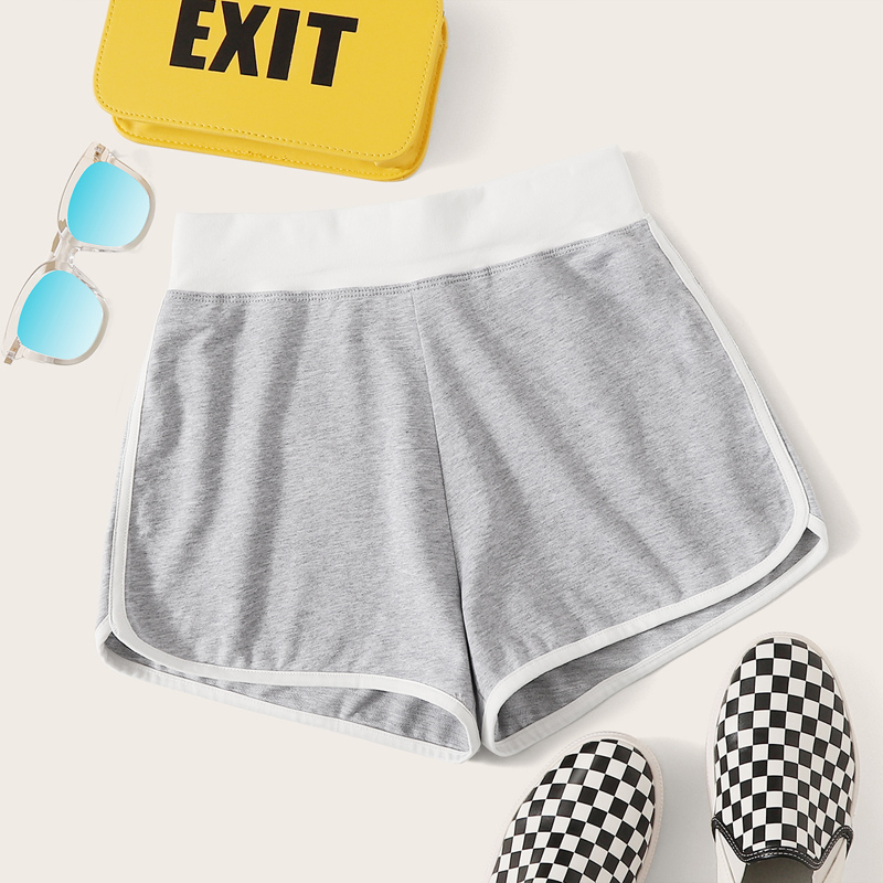 

Wide Band Waist Dolphin Shorts, Grey