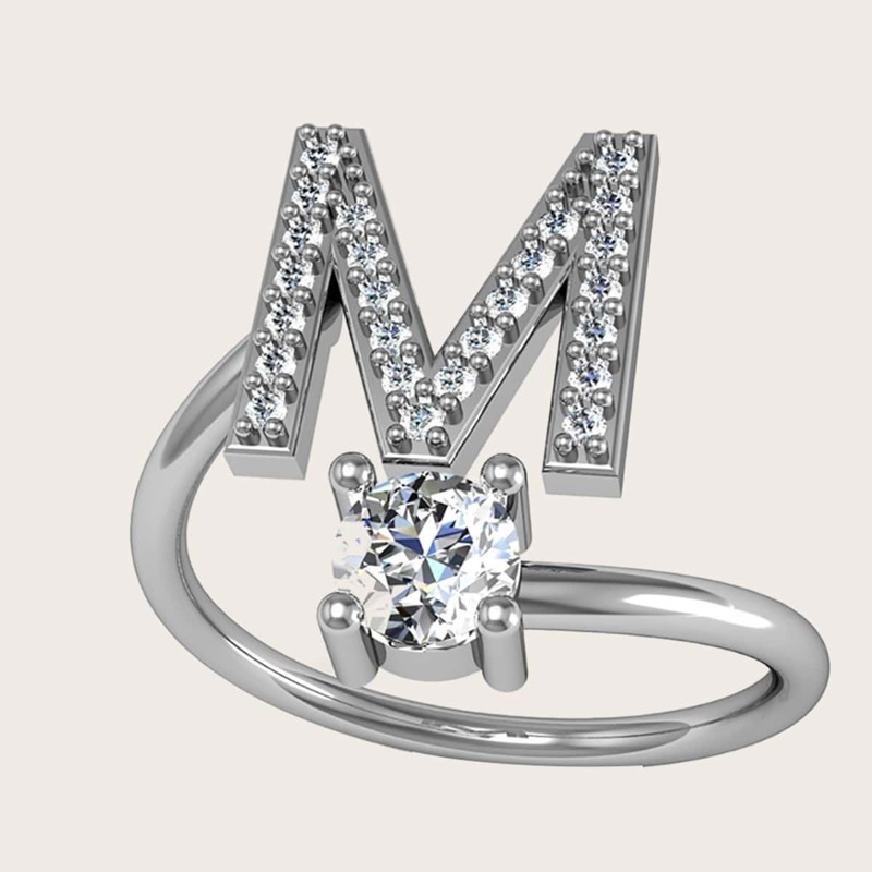 

Rhinestone Decor Letter Cuff Ring 1pc, Silver