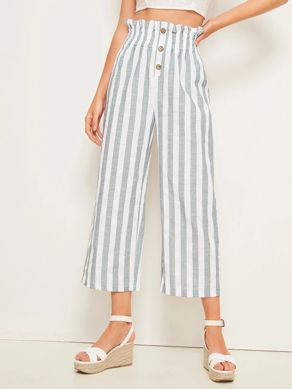 striped paperbag waist pants