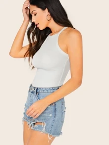 Muchica Top de cuello halter unicolor - Blanco - Ver 3