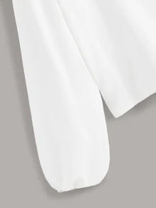 SHEIN LUNE Asymmetrical Tie Neck Ruffle Trim Top