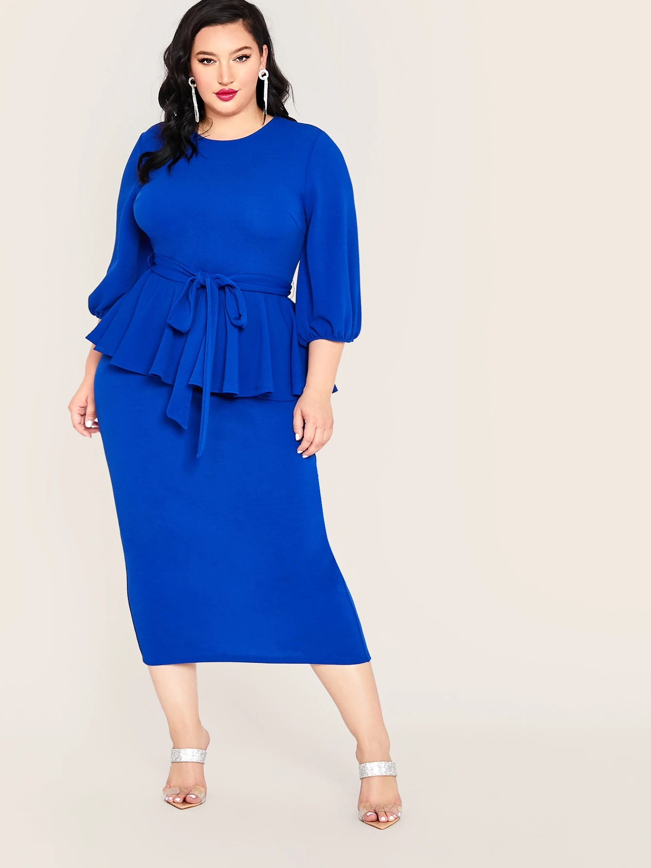 royal blue peplum top plus size