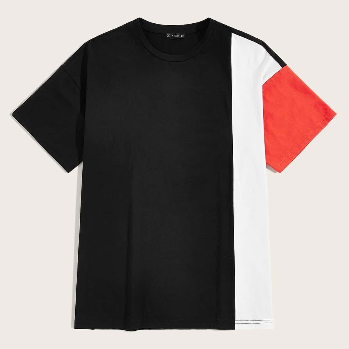 

Guys Drop Shoulder Colorblock Tee, Black