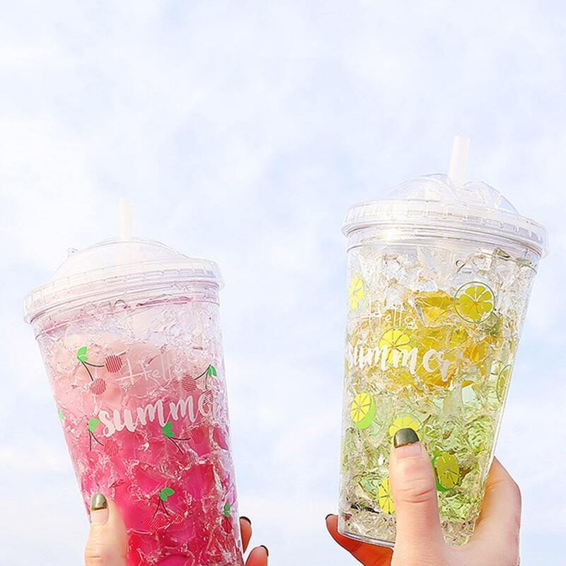 

Fruit Print Straw Bottle 1pc, Multicolor