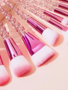 10 stuks roze witte haar eenhoorn spiraal staaf borstel kabuki make-up borstel oogschaduw poeder blusher poeder make-up borstel, minerale en vloeibare make-up borstel, pluche vezel, ergonomische handgreep