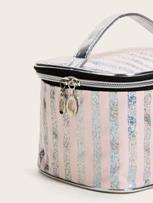 Striped Pattern Makeup Bag - Multicolor - View 3