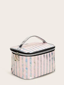 Striped Pattern Makeup Bag - Multicolor - View 2