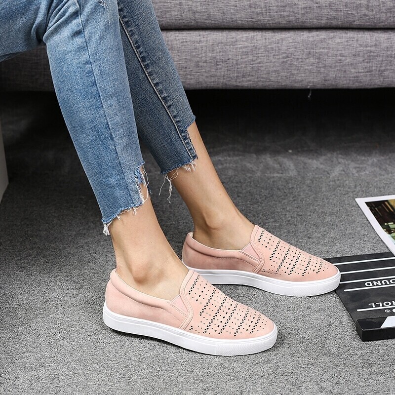 

Hollow Out Slip On Sneakers, Pink