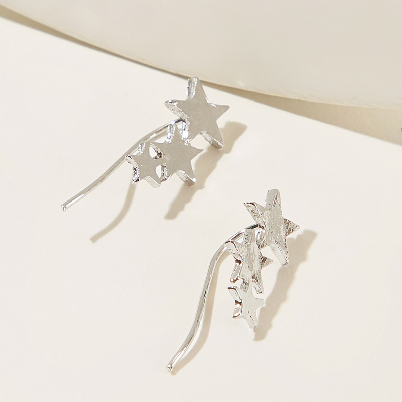 

Pentagram Decor Stud Earrings 1pair, Silver