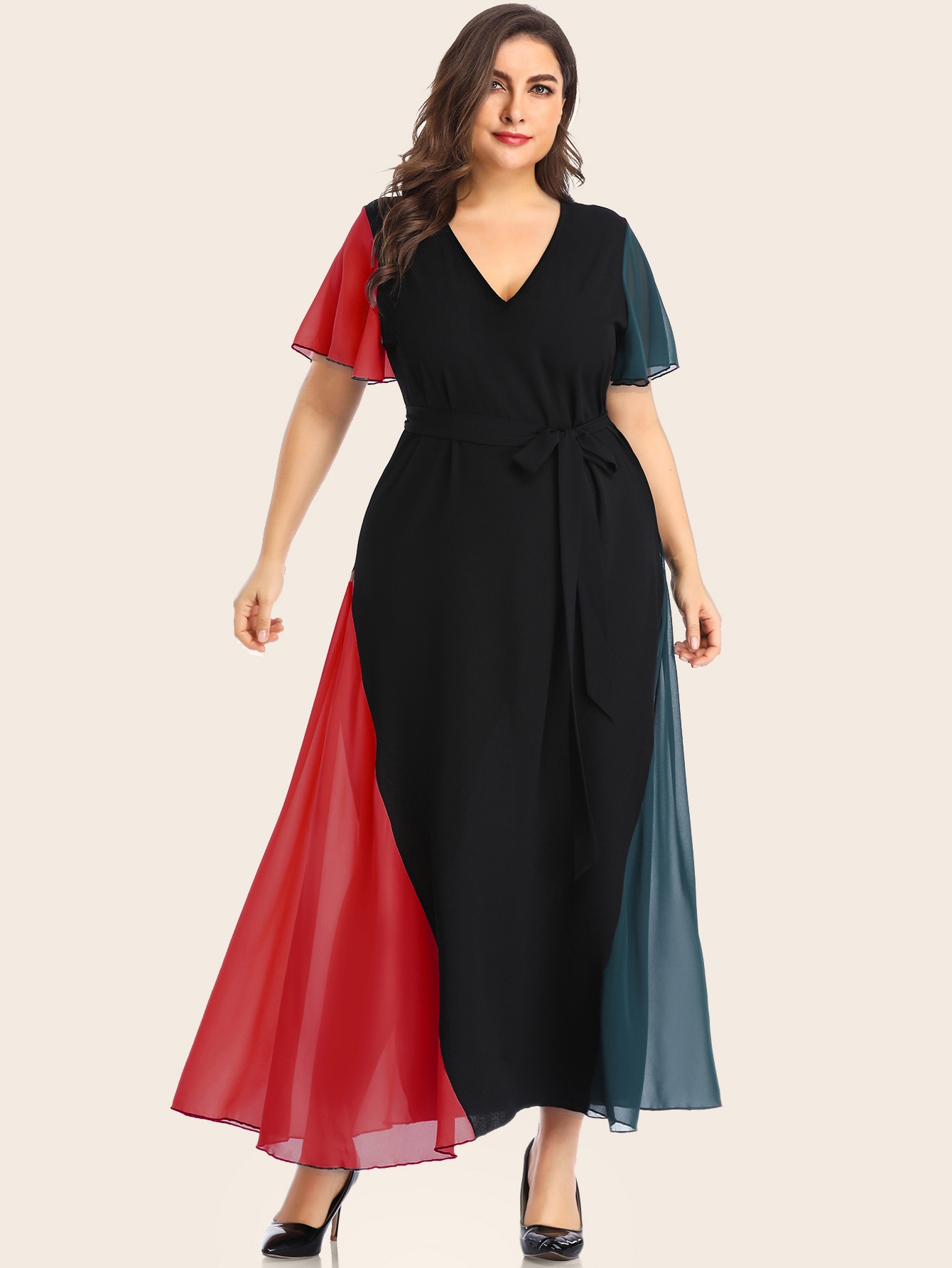 Plus Belted Cut And Sew Dress | SHEIN USA