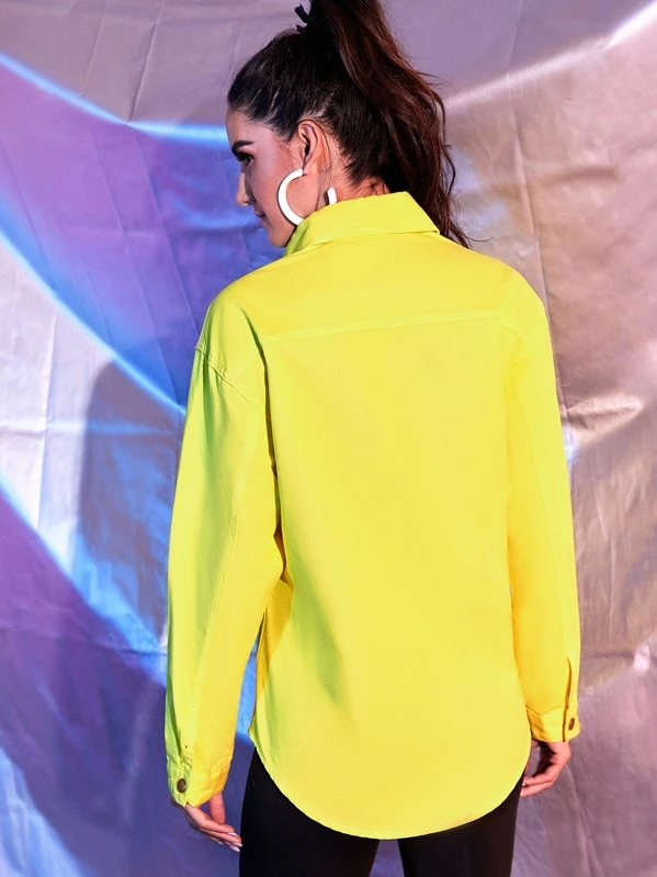 neon yellow denim shirt