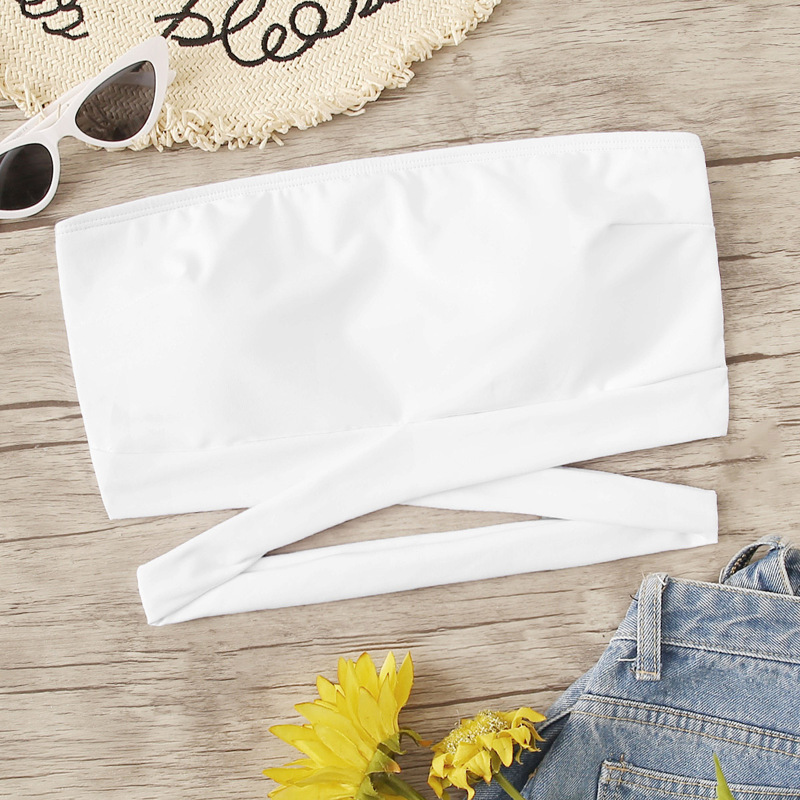 

Wrap Bandeau Bikini Top, White
