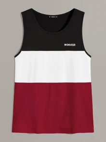 Manfinity Homme Men Letter Graphic Colorblock Top - Nhiều màu - Xem 1