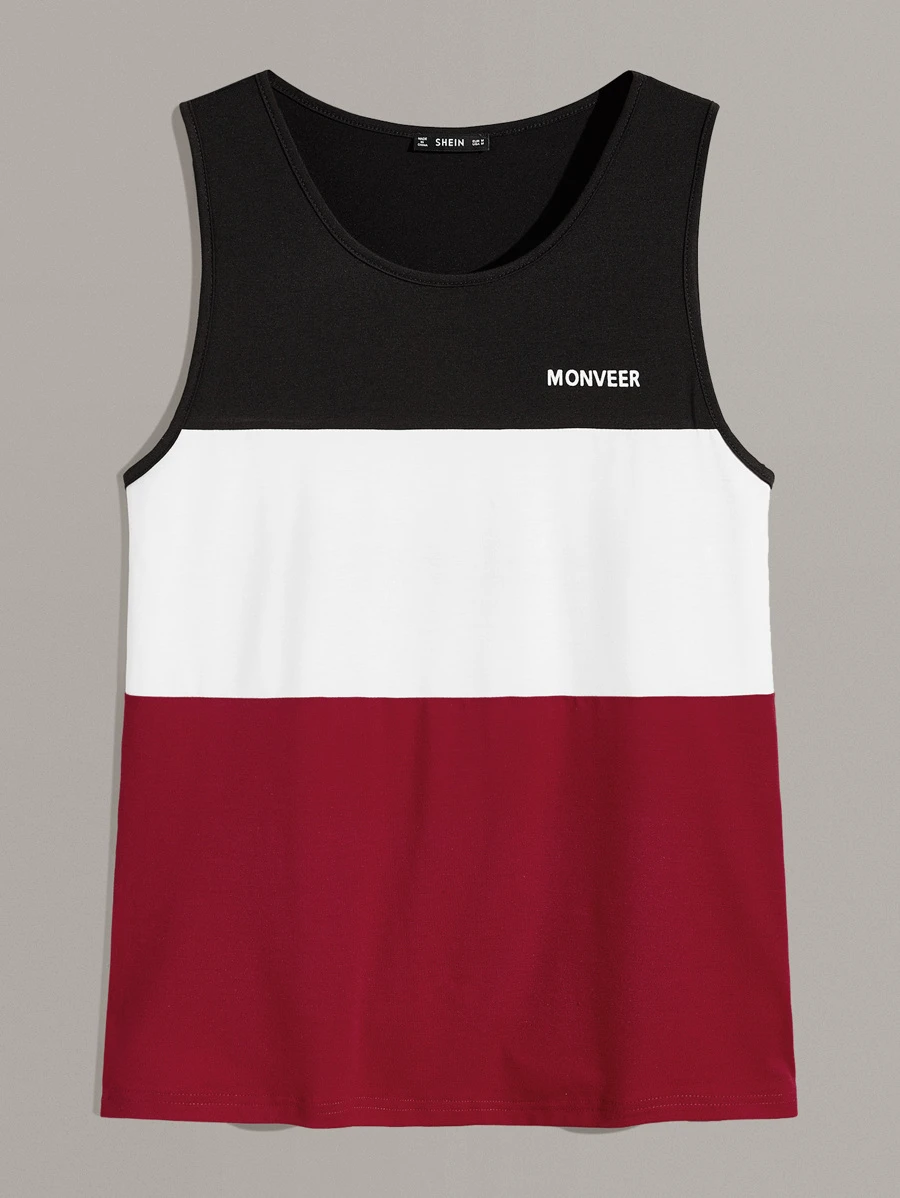 Manfinity Homme Men Letter Graphic Colorblock Top - Nhiều màu - Xem 1