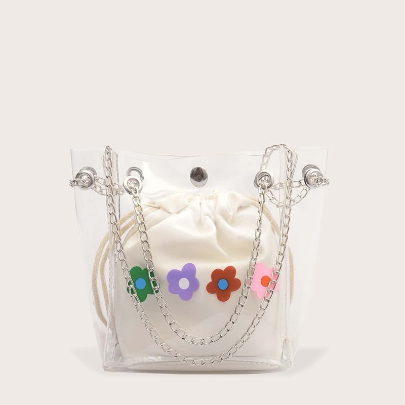 

Floral Print Tote Bag With Inner Pouch, Multicolor