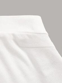 SHEIN EZwear Top halter con tiras cruzadas tejido de canalé unicolor - Blanco - Ver 6