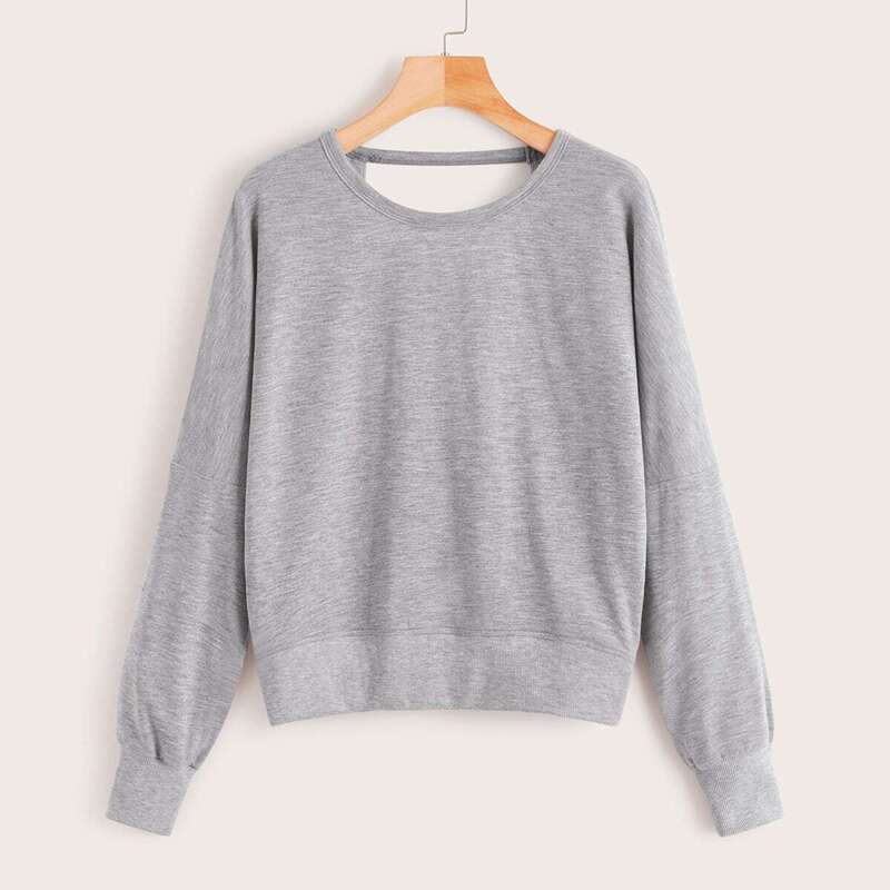 

Crossover V-cut Back Sweatshirt, Grey