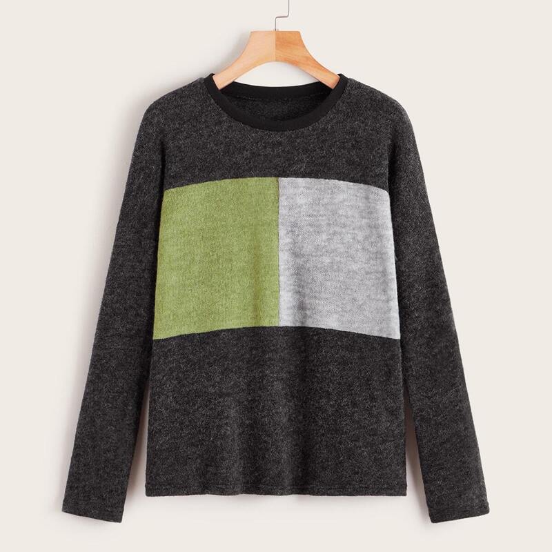 

Cut And Sew Panel Pullover Jumper, Black