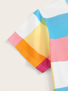 Conjunto de pijama de cuadros multicolor con máscara de ojo