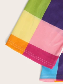 Conjunto de pijama de cuadros multicolor con máscara de ojo