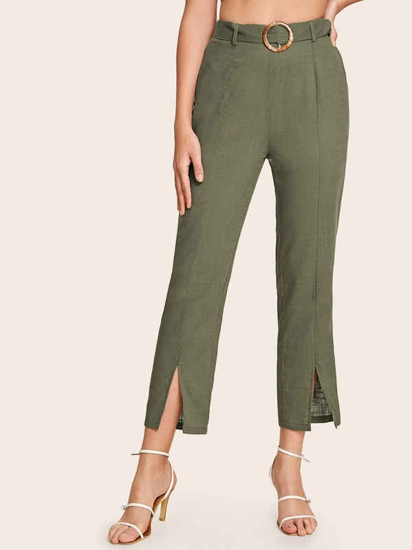 Pantalones Con Delantera O Aro Costura Cinturón Bajo Abertura Cortos OZuXiPk