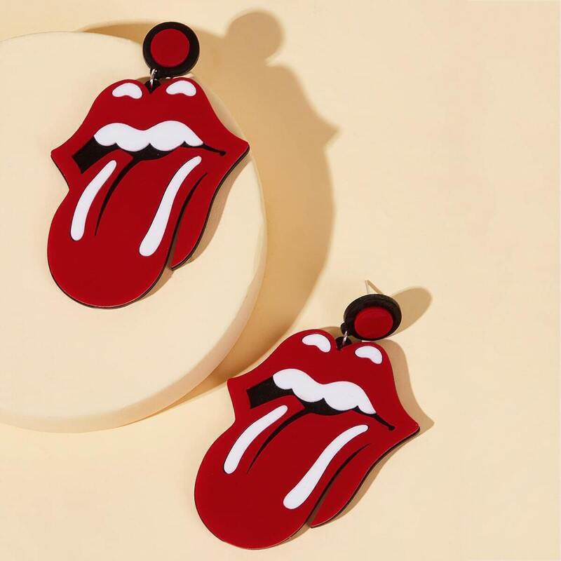 

Round Mouth Drop Earrings 1pair, Red