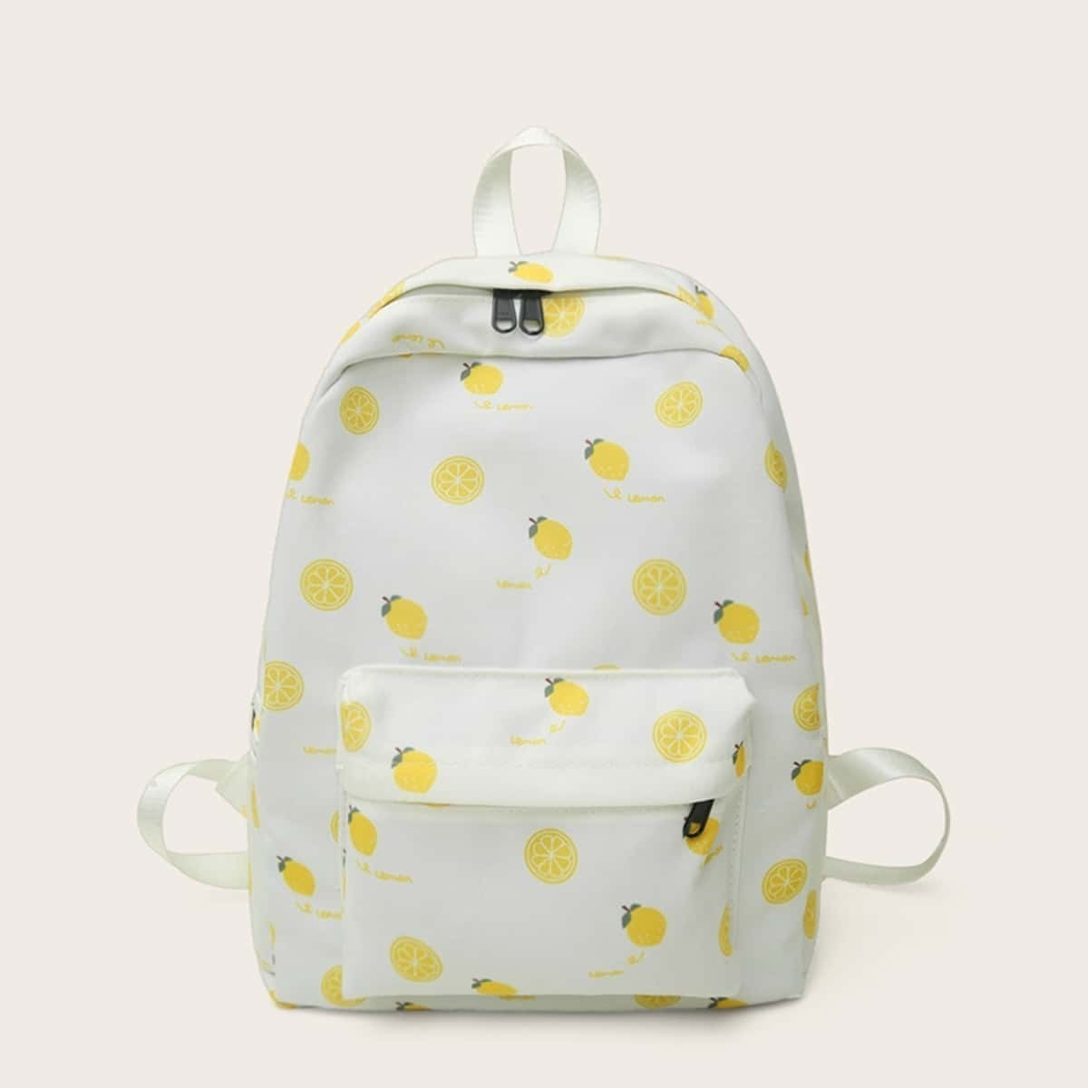 

Fruit Print Pocket Front Backpack, Multicolor