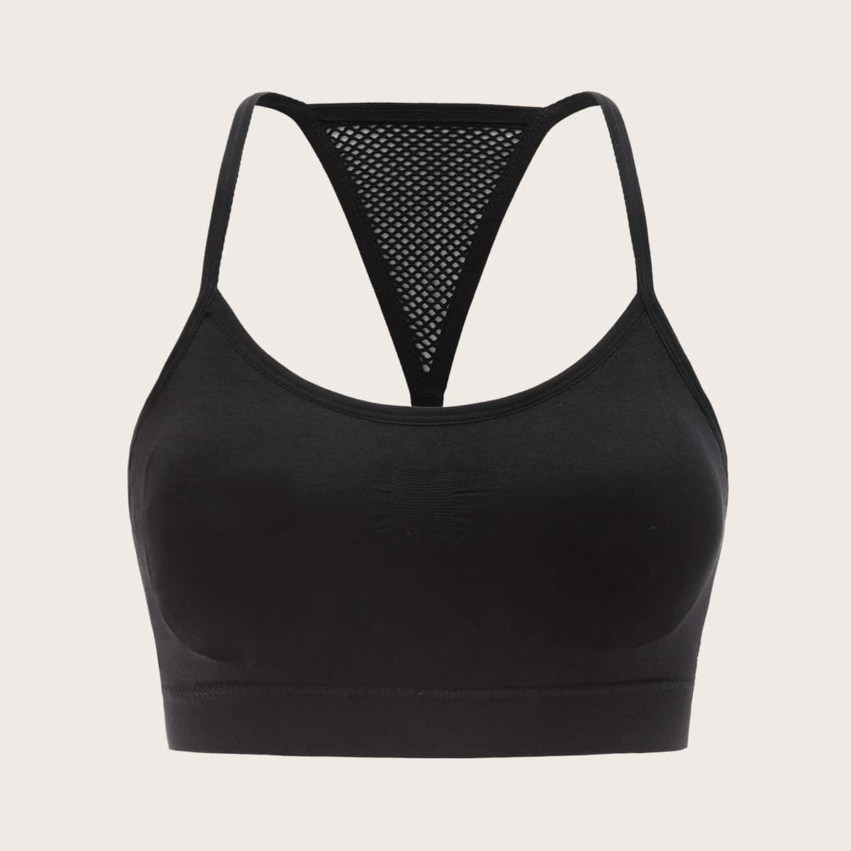 

Contrast Fishnet Sports Bra, Black