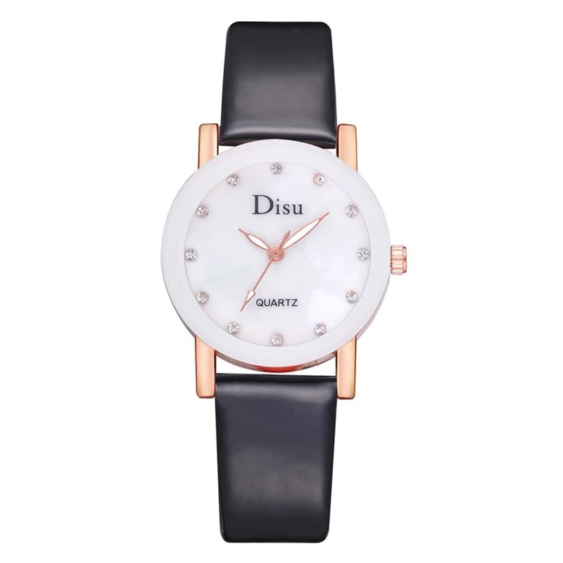 

Rhinestone Decor PU Band Round Dial Quartz Watch