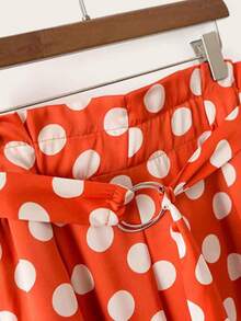 Polka Dot O Ring Ribbon Front Wide Leg Trousers Shein Uk