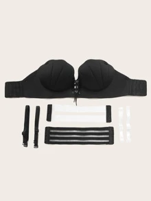 DesireSculpt Crisscross Back Lace-up Bralet - Black - View 4