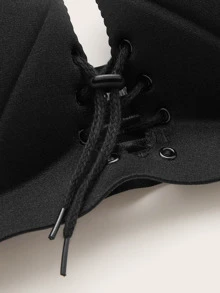 DesireSculpt Crisscross Back Lace-up Bralet - Black - View 3