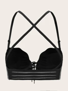 DesireSculpt Crisscross Back Lace-up Bralet - Black - View 2