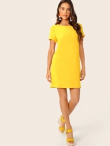 SHEIN Essnce Neon Yellow Tunic Dress - Yellow - View 5